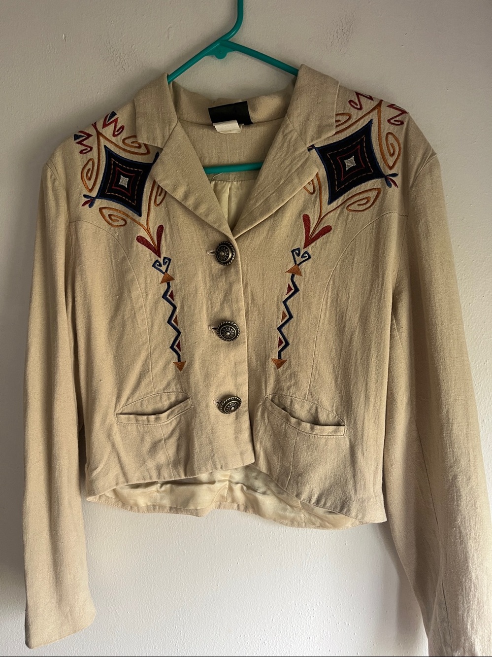 Studio West Tan Embroidered Western Jacket w/ Conchos